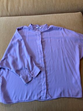 Lovely lavender dolman sleeve with mandarin collar.